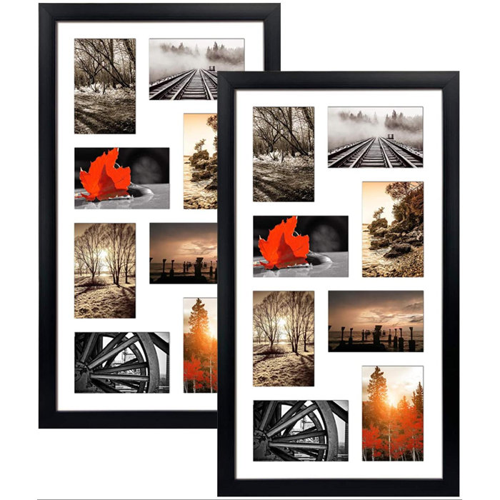 Latitude Run® 4X6 Black Collage Frames Set Of 2, 8 Opening 4X6 Matted